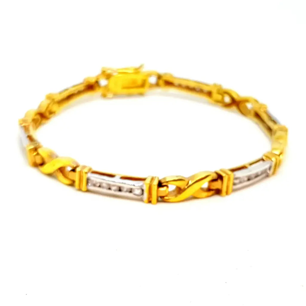 Pulsera dorada con circonitas plata baño de oro elegante joyería vintage