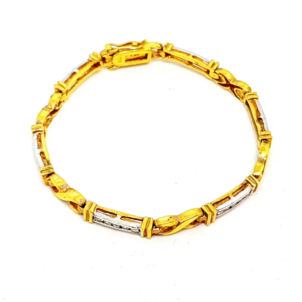 Pulsera dorada con circonitas plata baño de oro elegante joyería vintage