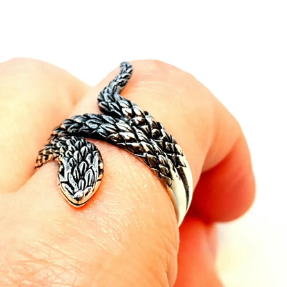 Anillo de serpiente plata ley boho joyería para mujer anillo