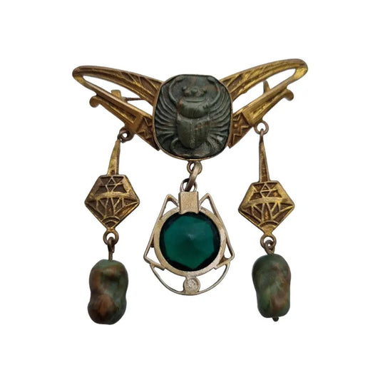 Broche de escarabajo verde joyería antigua nostalgia Egipto los años 20