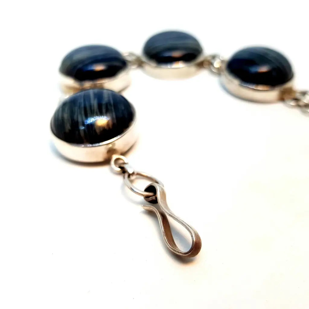 Pulsera de cuentas piedra para mujer plata pulsera azul