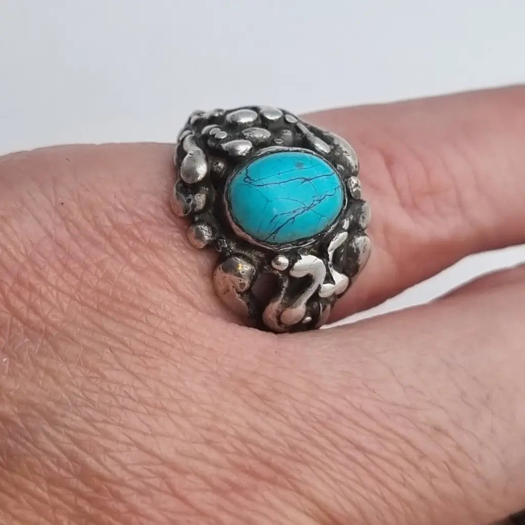Anillo turquesa plata de ley vintage anillo azul mujer piedra