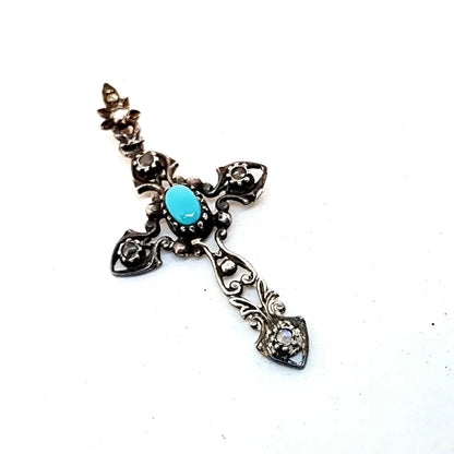 Cruz de plata turquesa azul Joyería religiosa ley 925 años 50 regalos