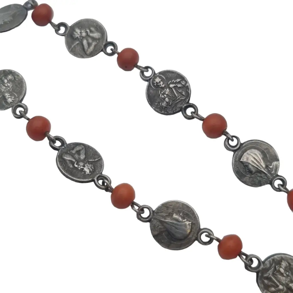 Pulseras religiosas para mujer pulsera de bolas corales rojos plata 925