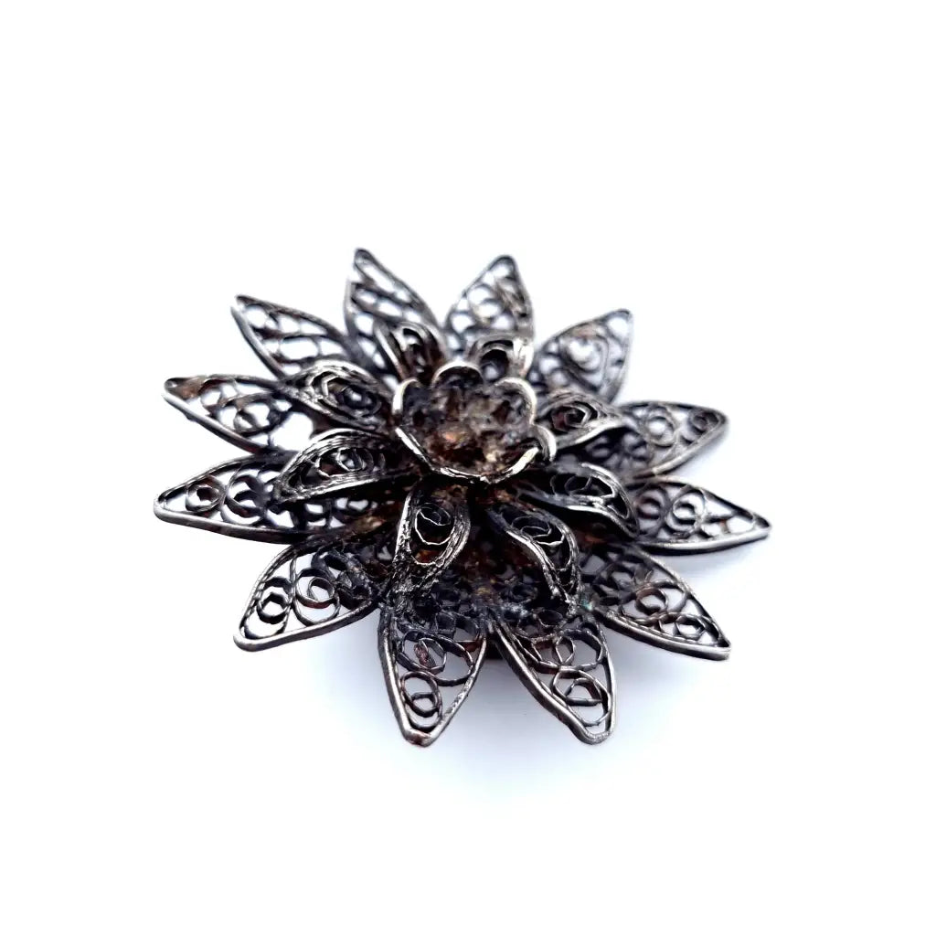 Estrella de filigrana plata. Broche Circa 1960. Joyas