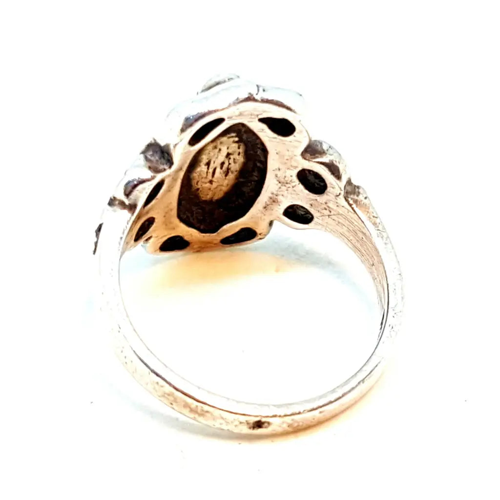 Anillo estilo art nouveau en plata y ágata Sterling. Tamaño 5 1/2 EE. UU. Joyas