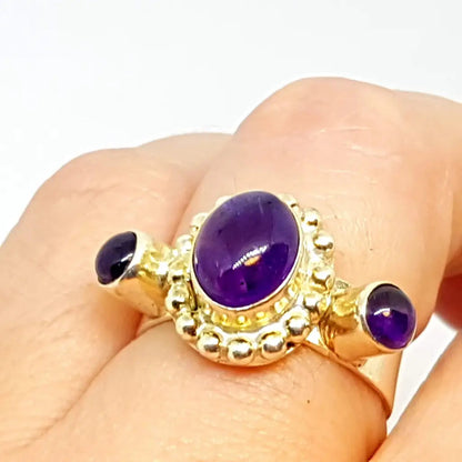 Anillo de plata boho amatista para mujer piedra morada anillo diferente regalos