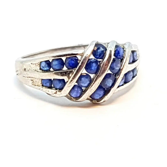 Anillo vintage de plata azul para mujer anillos originales ella Circa 1980.