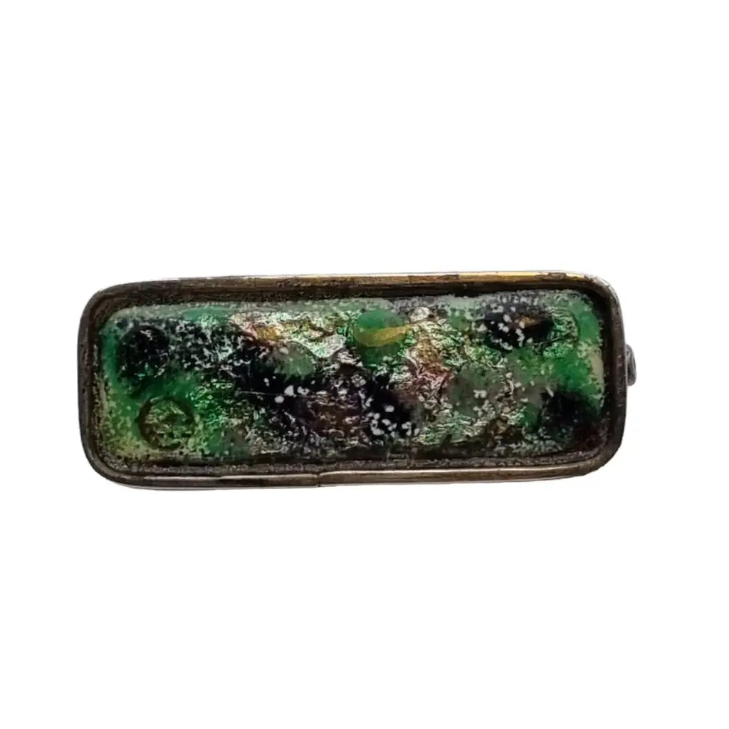 Broche de esmalte verde y plata vintage los 70 para mujer. - LaBizarreSusu