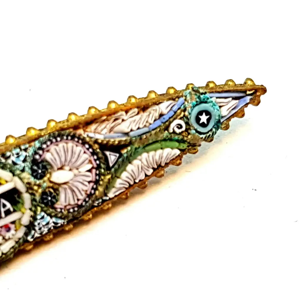 Broche micromosaico Roma micromosaico. Circa 1920. Joyería antigua y vintage.