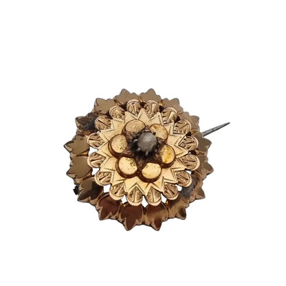 Broche redondo vintage francés victoriano para mujer botón dorado delicado pin