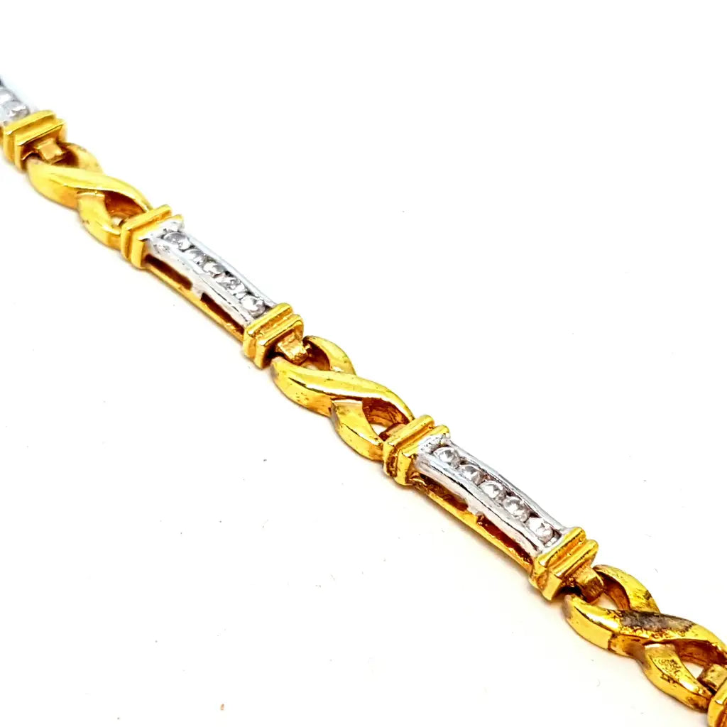 Pulsera dorada con circonitas plata baño de oro elegante joyería vintage