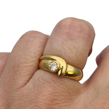 Solitario vintage de oro 18k y anillo topacio regalos boda Circa 1960