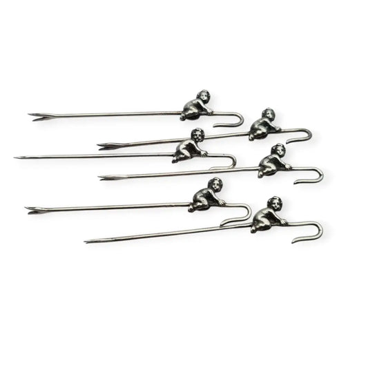 Juego de 6 tenedores antiguos para tapas estilo victoriano con querubines