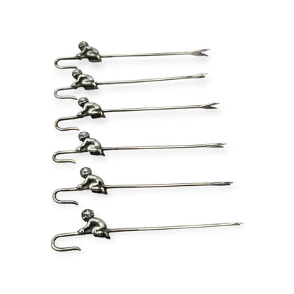 Juego de 6 tenedores antiguos para tapas estilo victoriano con querubines