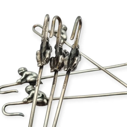 Juego de 6 tenedores antiguos para tapas estilo victoriano con querubines