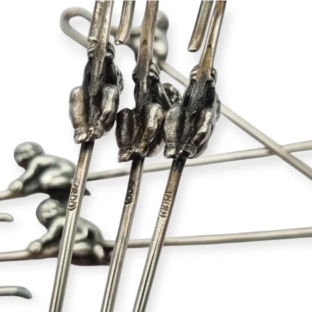 Juego de 6 tenedores antiguos para tapas estilo victoriano con querubines