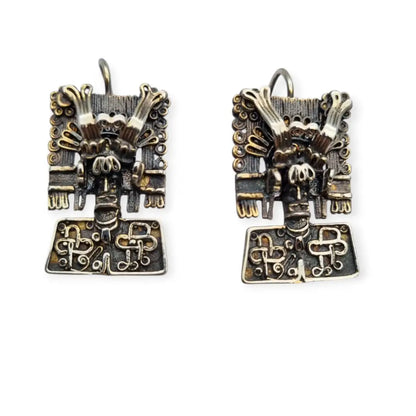 Juego de pendientes y colgante-broche Azteca plata 925 Arte Mixteco México.