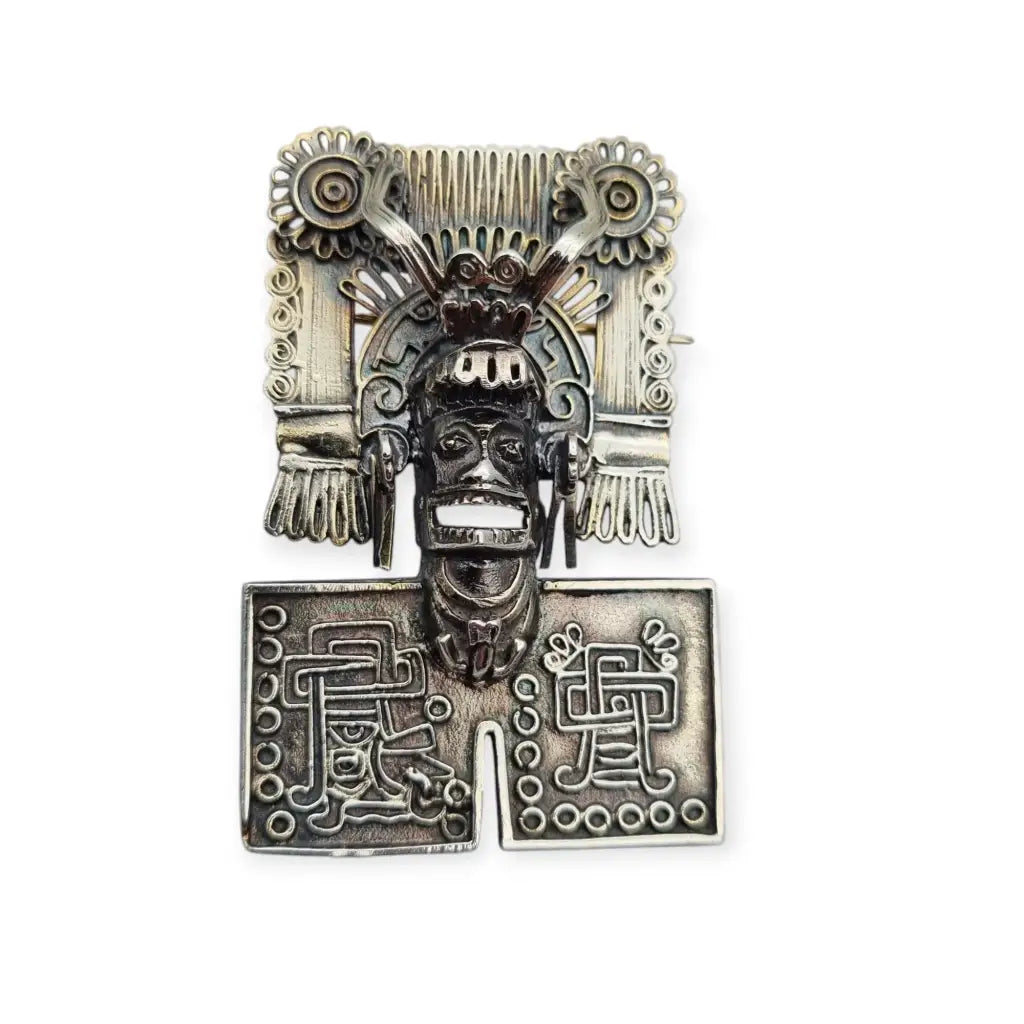 Juego de pendientes y colgante-broche Azteca plata 925 Arte Mixteco México.