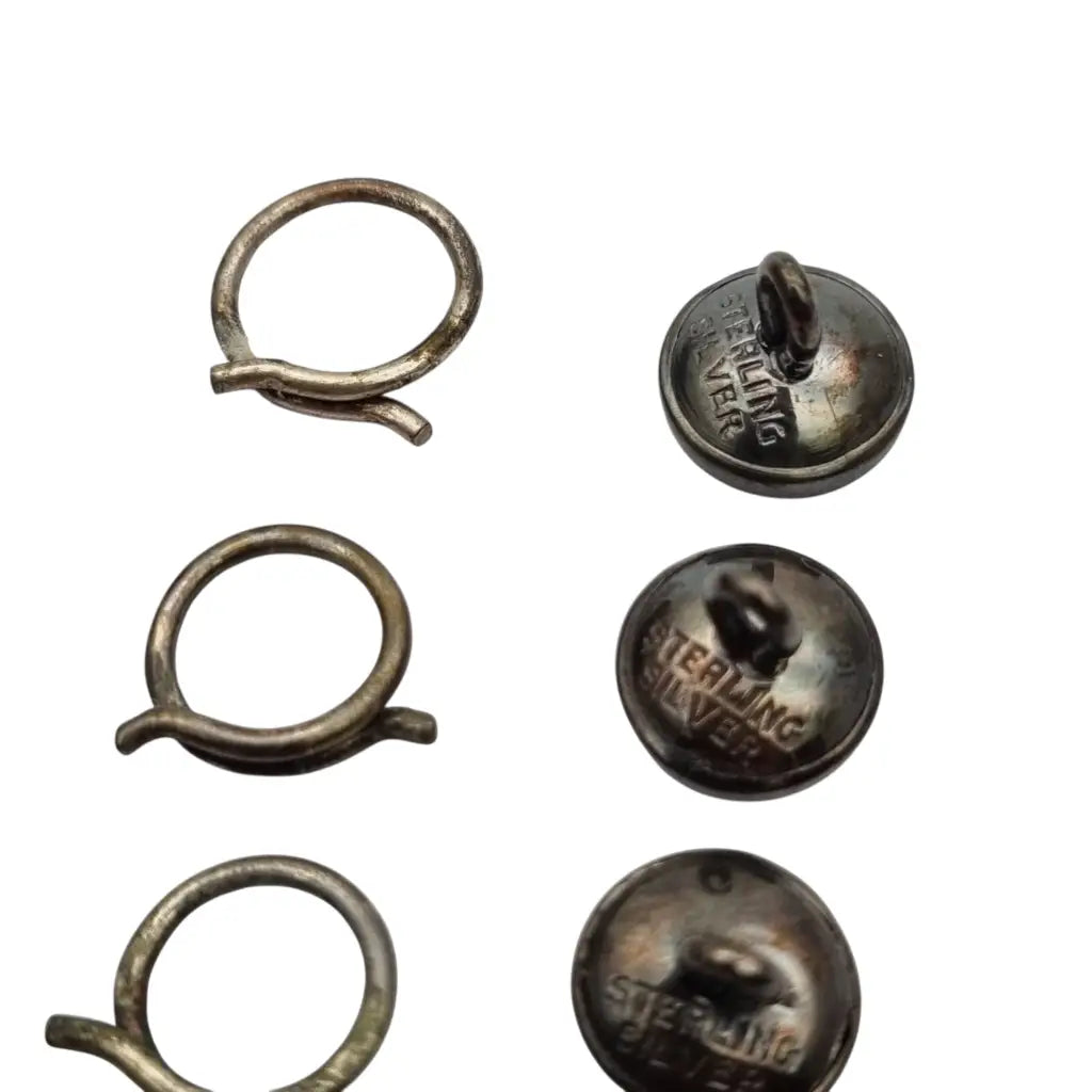 Juego de seis botones Art Déco sterling silver y nácar caja original Made in