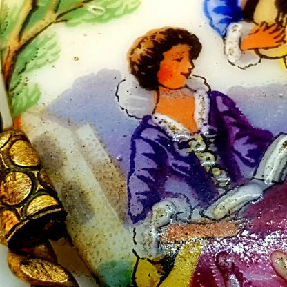 Regala una joya del arte francés broche de porcelana Limoges hecho y pintado