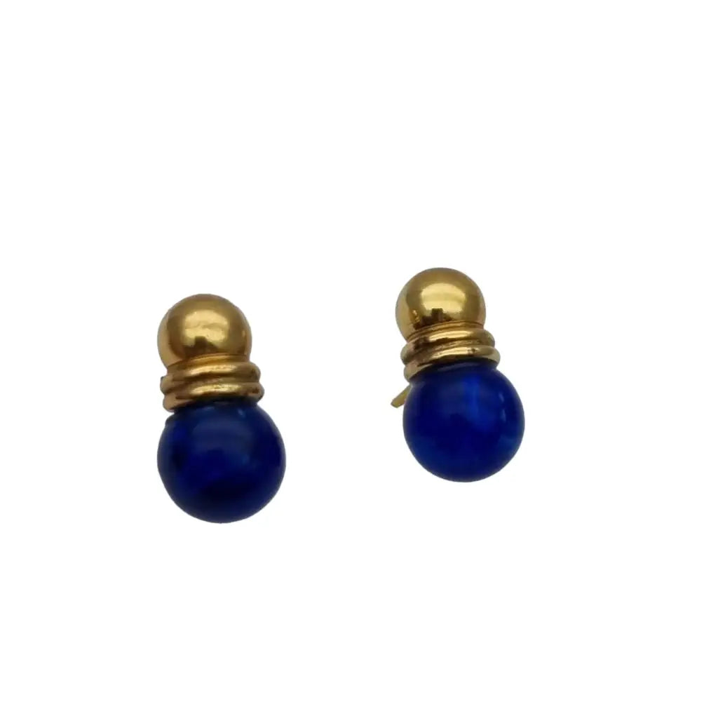 Pendientes de perlas azules y pendientes laminados en oro novedades los 80