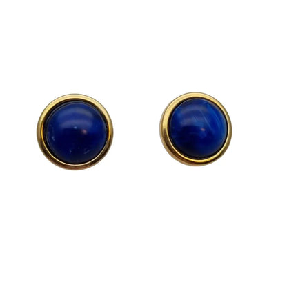 Pendientes de botón azul y oro laminado novedades los 80 NOS semental