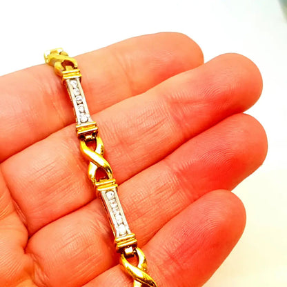 Pulsera dorada con circonitas plata baño de oro elegante joyería vintage