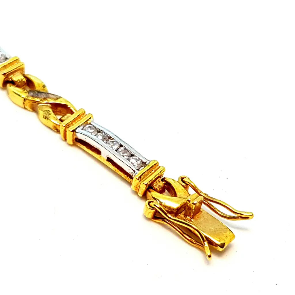 Pulsera dorada con circonitas plata baño de oro elegante joyería vintage