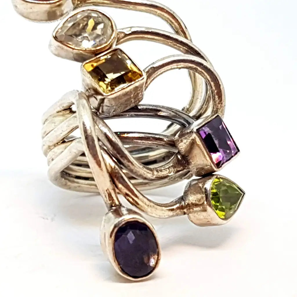 Anillos multipiedra vintage anillos de plata piedras originales regalos