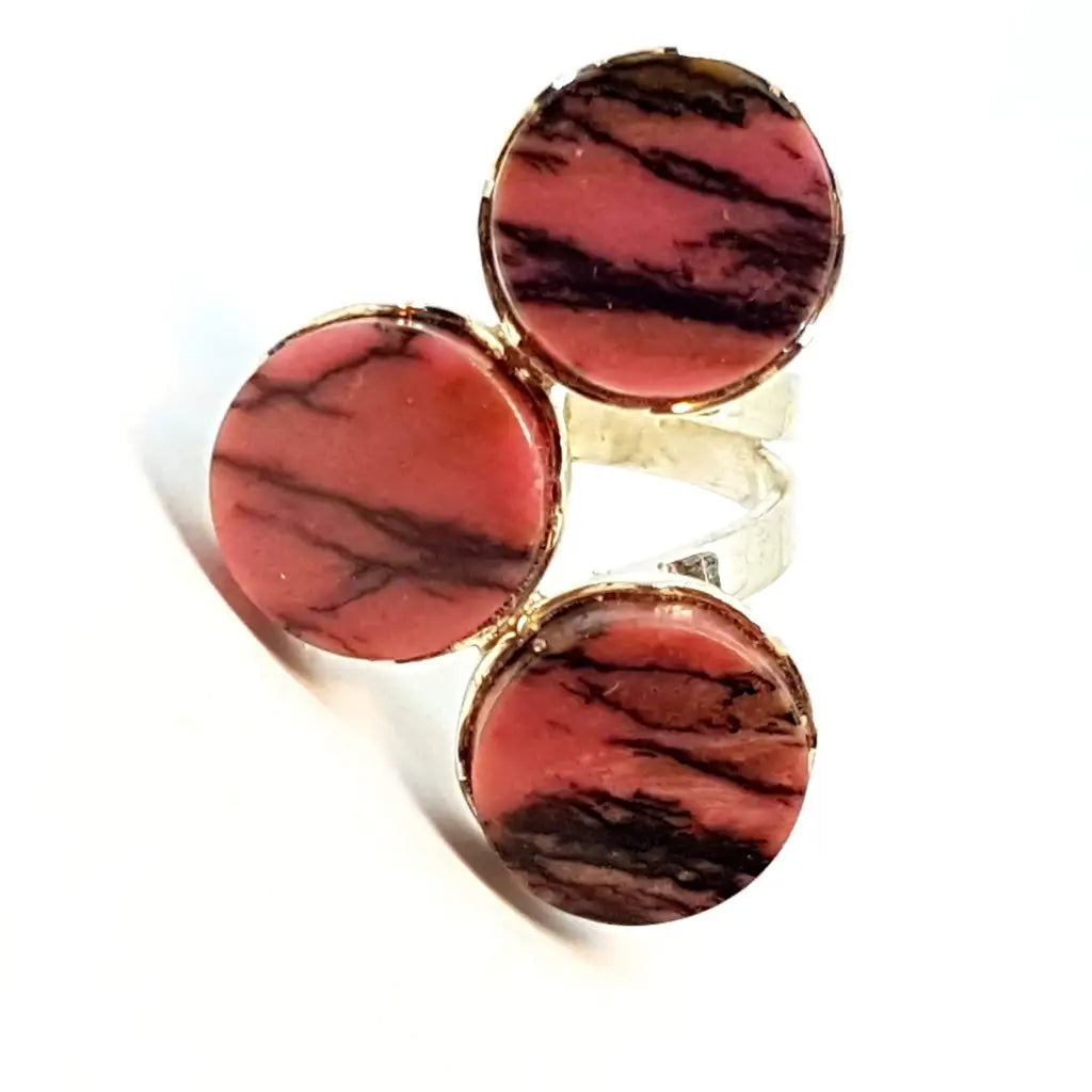 Alen Rings Rhodonite silver ring. Very original silver and rhodonite ring. boho ...