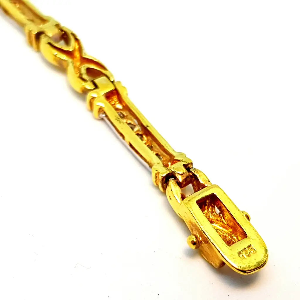 Pulsera dorada con circonitas plata baño de oro elegante joyería vintage