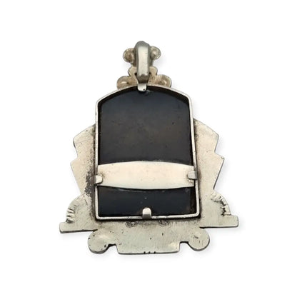 Medalla Art Decó de plata y vistas doradas con Virgen tallada circa 1930 joya