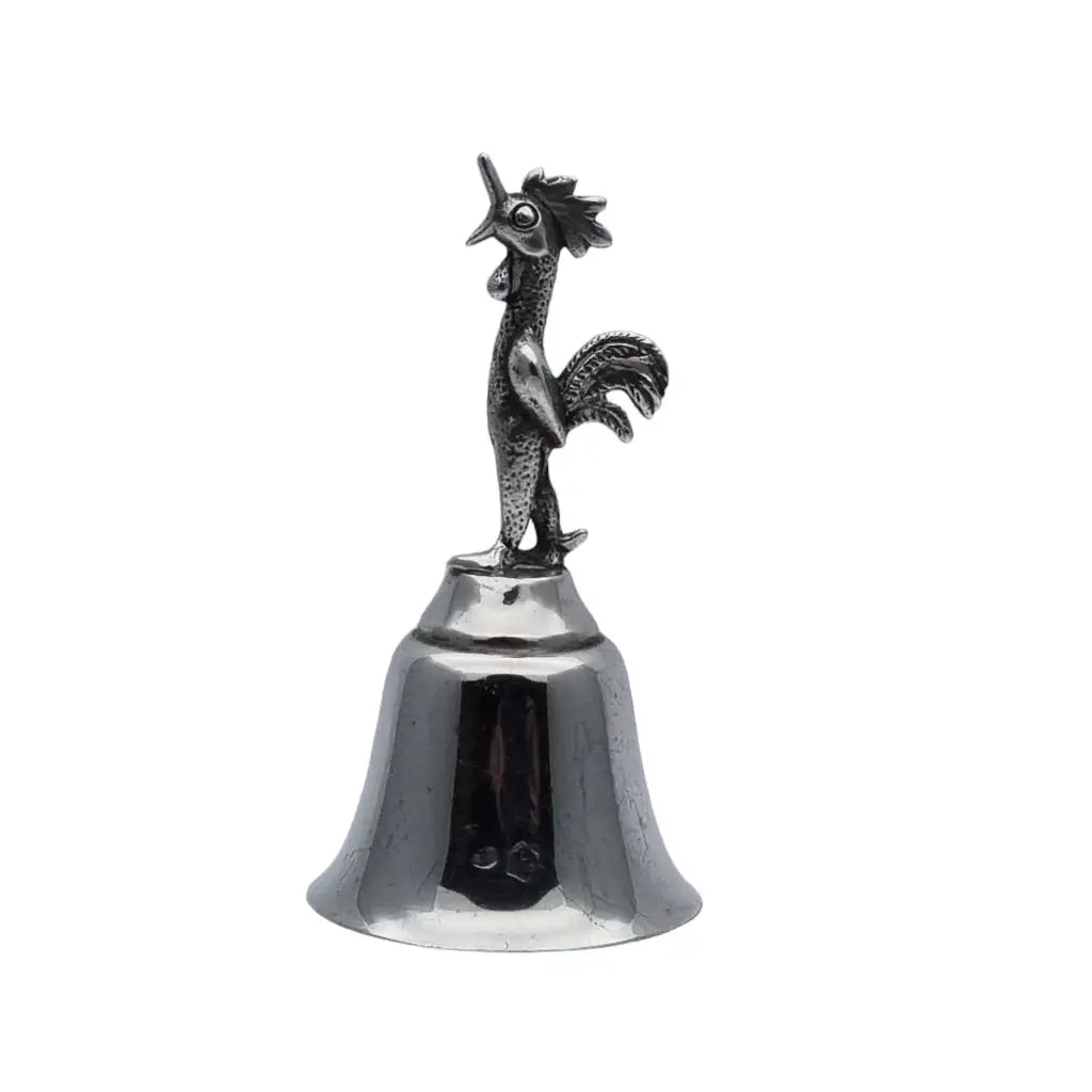 Campana de plata campanilla mano o mesa con gallo decoración