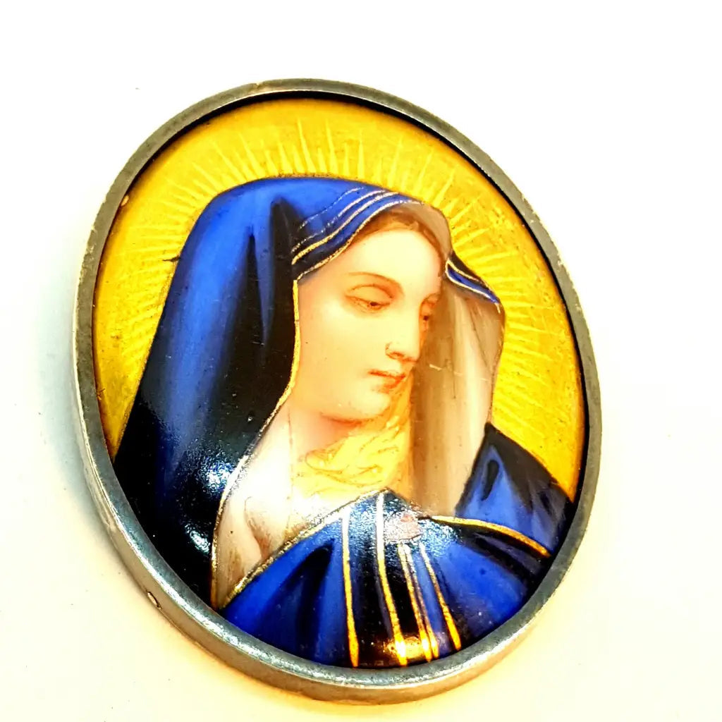 Miniatura María broche Virgen esmalte pintado Regalos religiosos