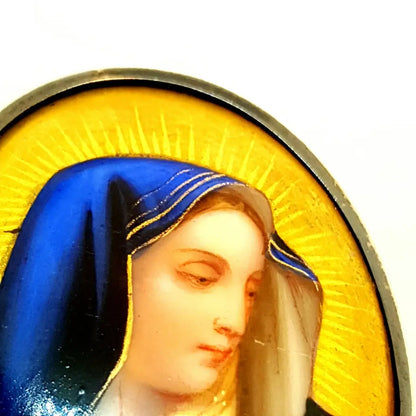 Miniatura María broche Virgen esmalte pintado Regalos religiosos