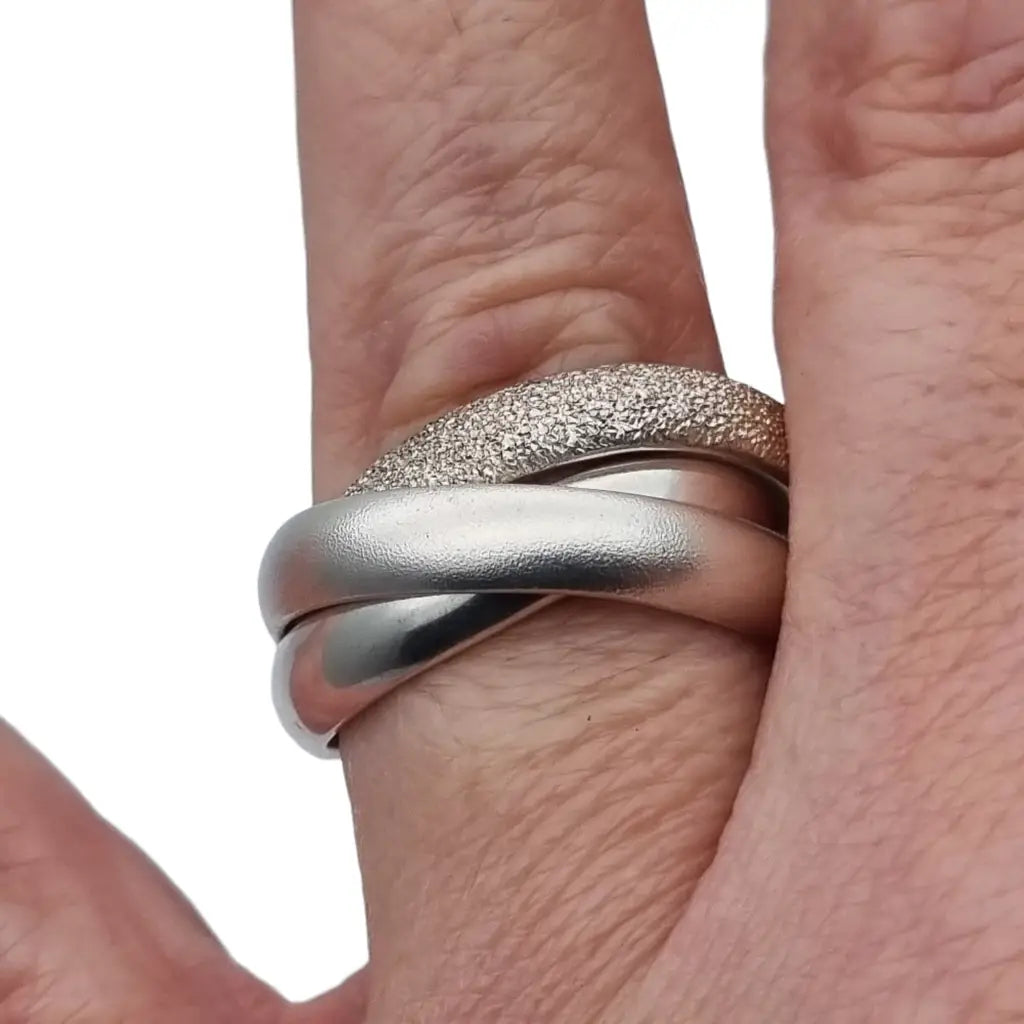 Three Band Rolling Ring Sterling Silver Interlocking Trinity Ring