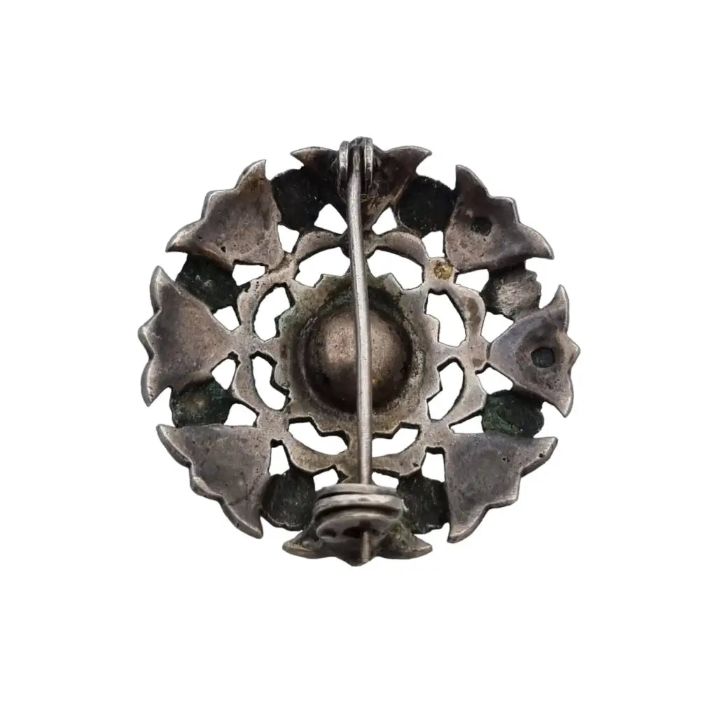 Broche plata coral Joyas vintage broche redondo mujer pin rojo