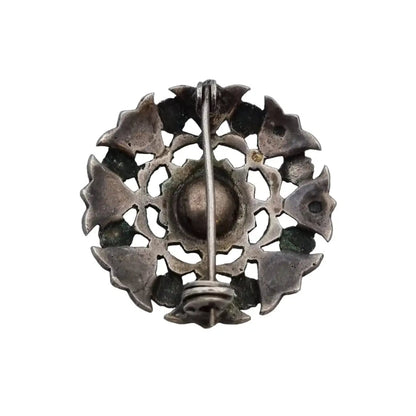 Broche plata coral Joyas vintage broche redondo mujer pin rojo
