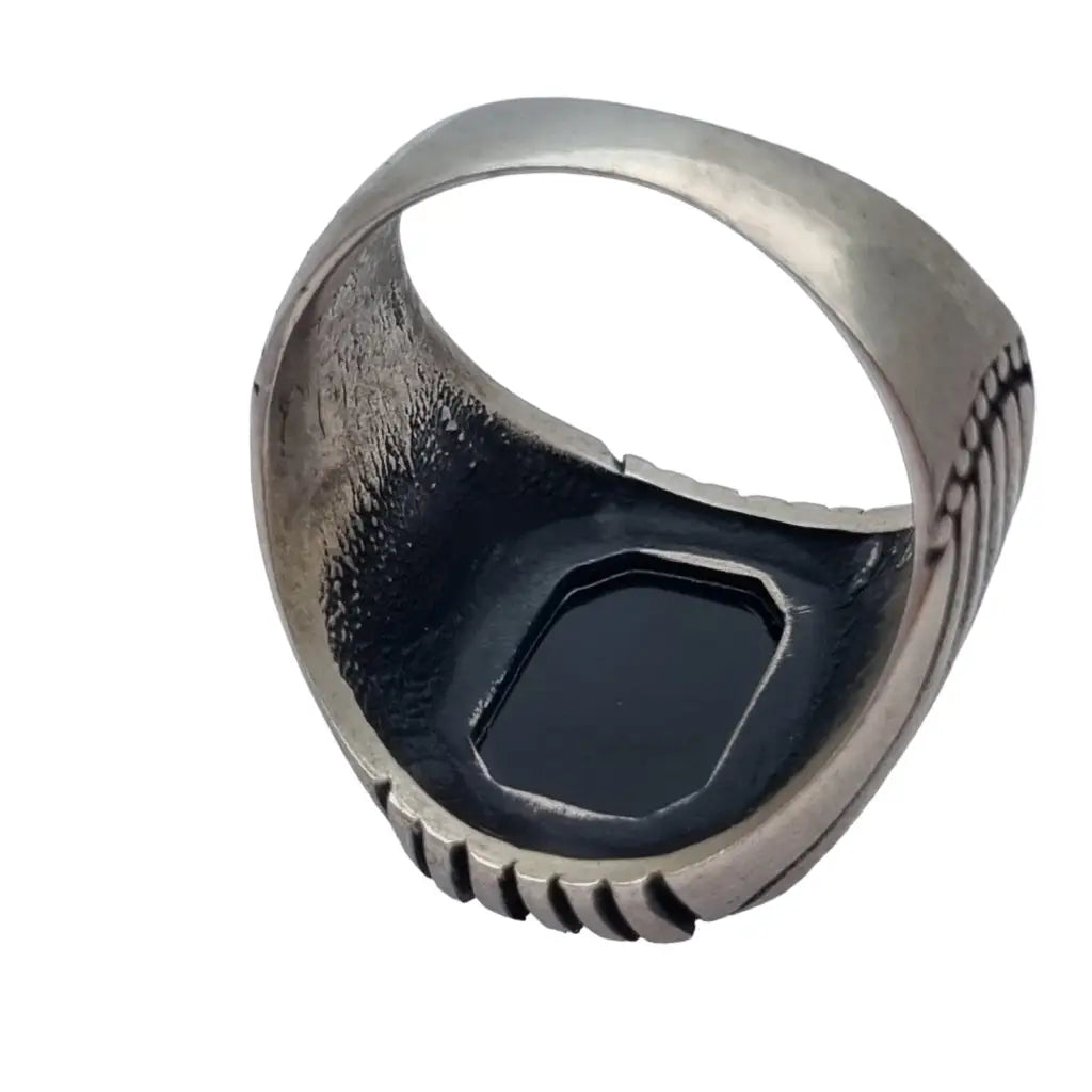 Anillo de ónix negro en plata 925 estilo anillo sello para hombre joyería