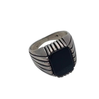 Anillo de ónix negro en plata 925 estilo anillo sello para hombre joyería