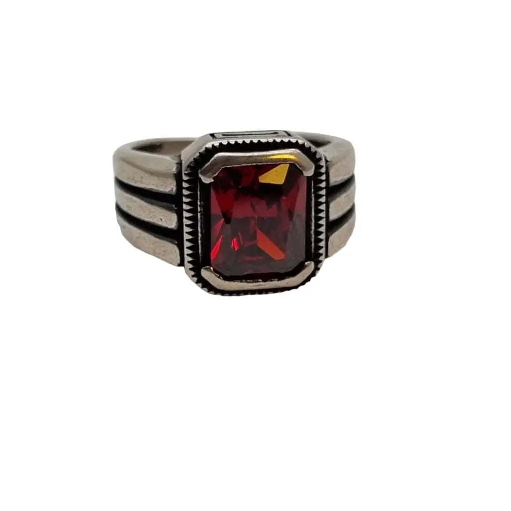 Anillo rojo plata vintage anillos de hombres joyas