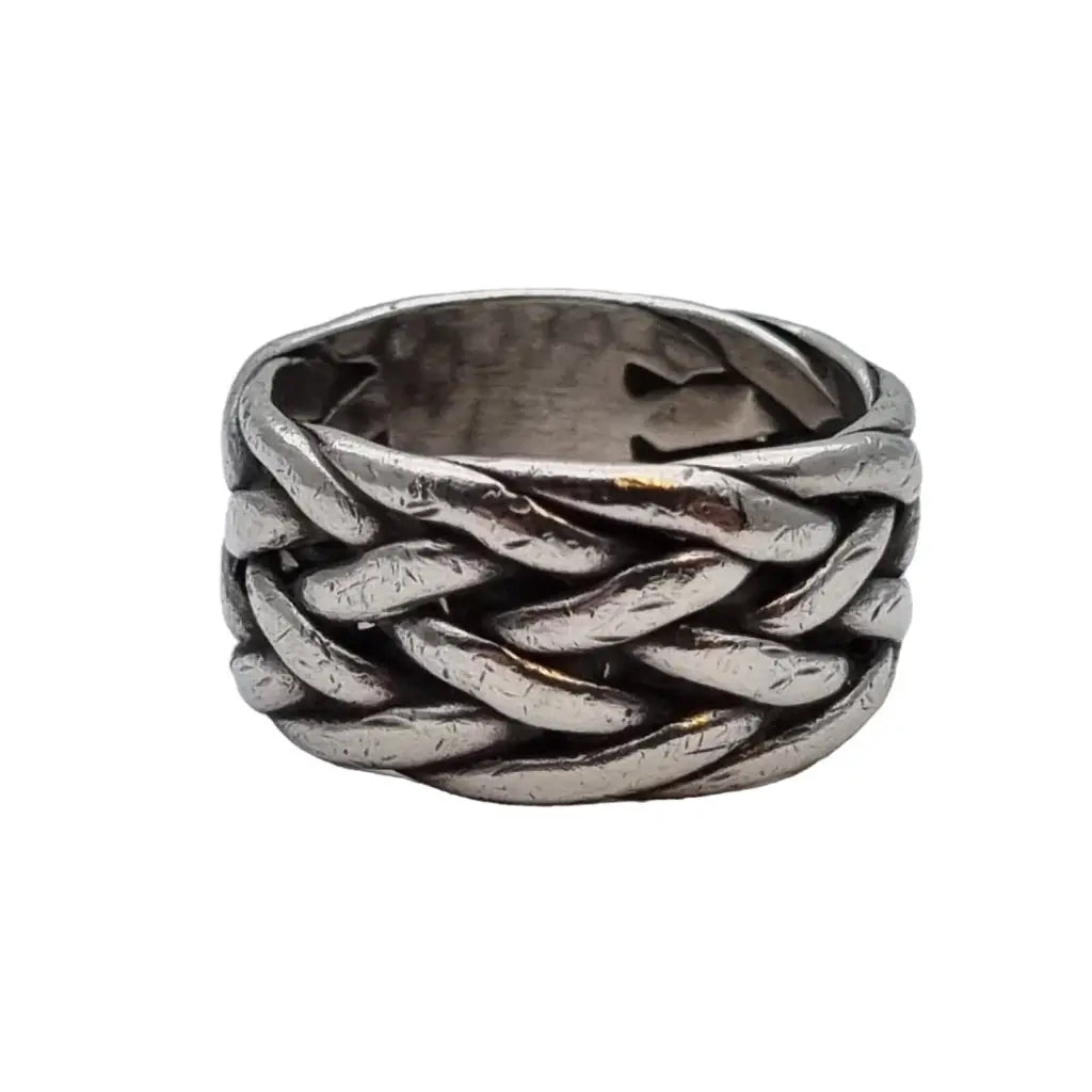 Anillo trenzado de plata vintage para mujer anillo grande diseño