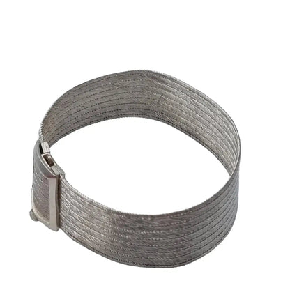 Pulsera Silver Trabzon hebilla flexible tejida a mano con alambre de plata