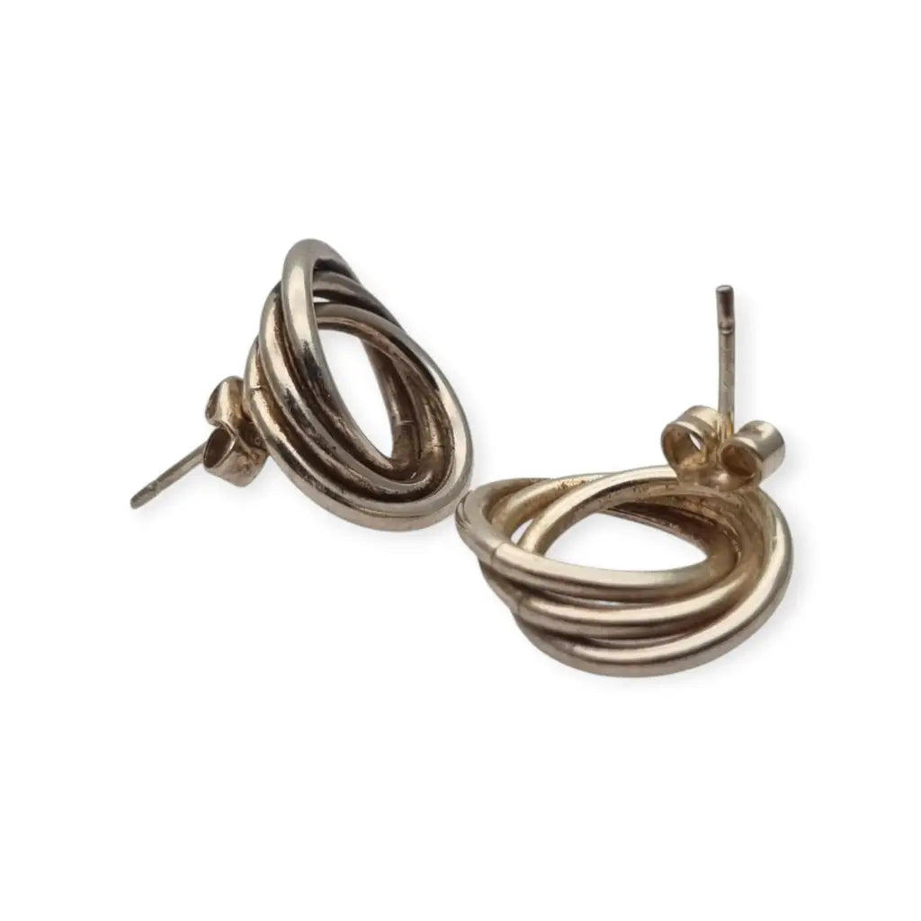 Pendientes aros entrelazados de plata 925 joyeria vintage. LaBizarreSusu