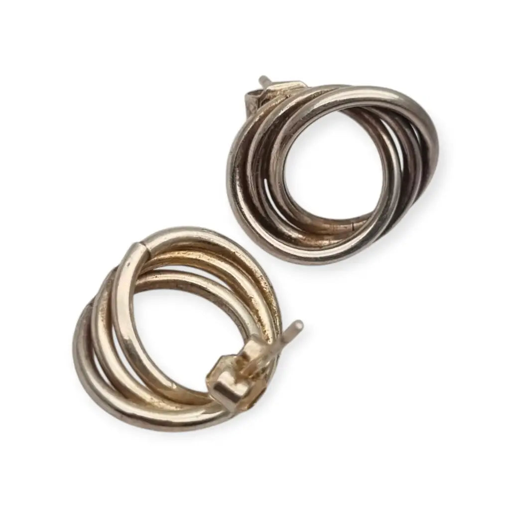 Pendientes aros entrelazados de plata 925 joyeria vintage. LaBizarreSusu
