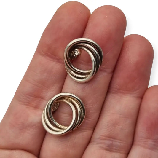 Pendientes aros entrelazados de plata 925 joyeria vintage. LaBizarreSusu