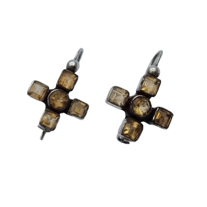 Pendientes de cruz citrino pendientes lágrima plata 925 joyas piedra