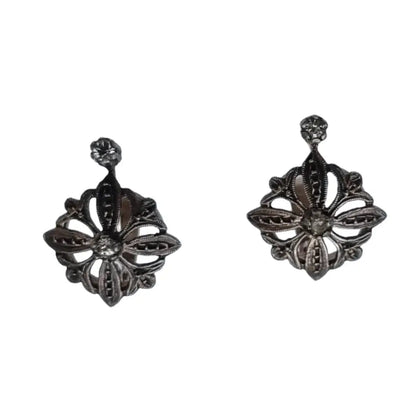 Pendientes de plata victoriana para mujer ley 925 piedras blancas