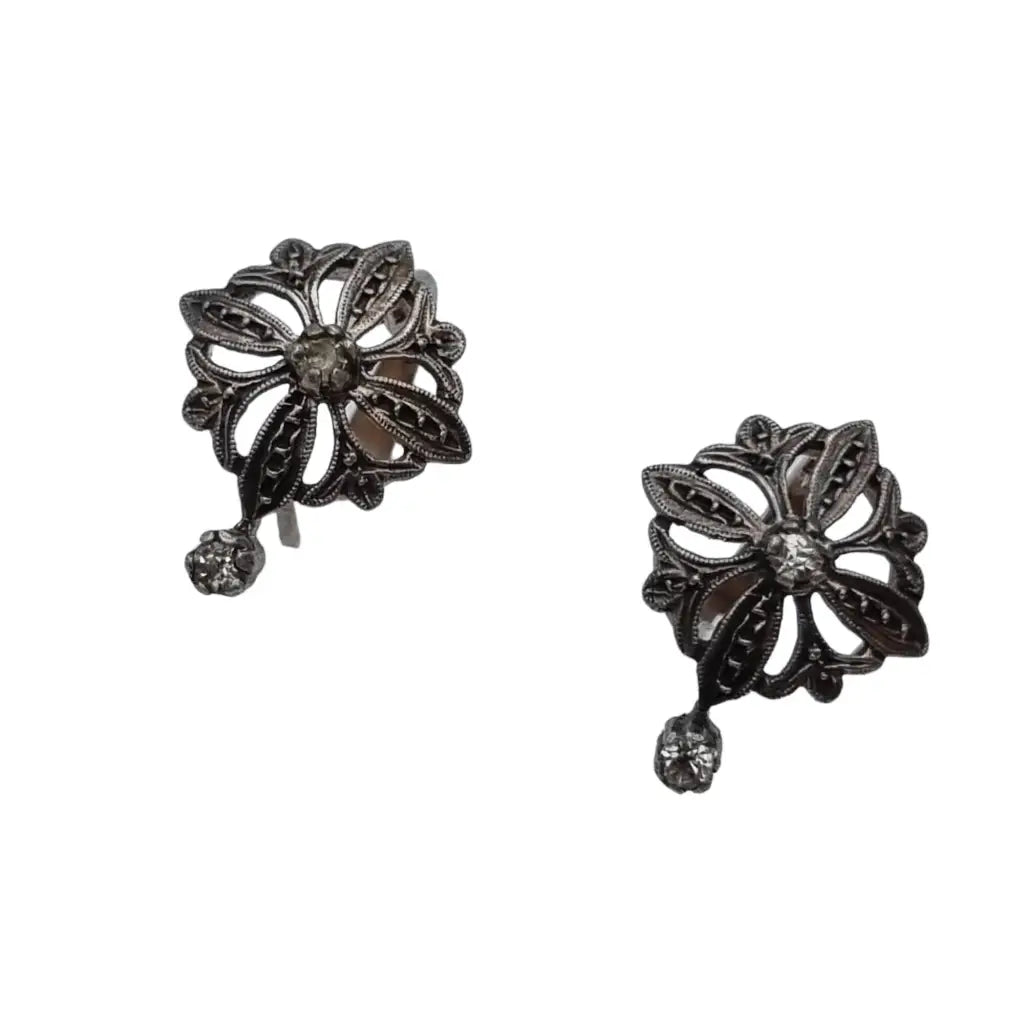 Pendientes de plata victoriana para mujer ley 925 piedras blancas